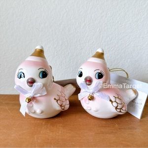 Target pink retro Bird ornaments set of 2